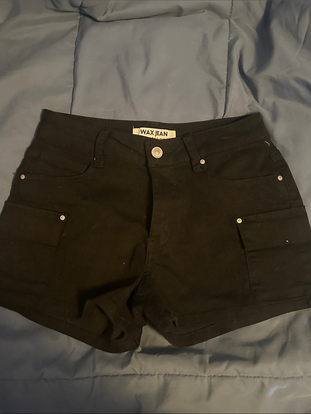 Wax Jean Black Women's Cargo Denim Shorts